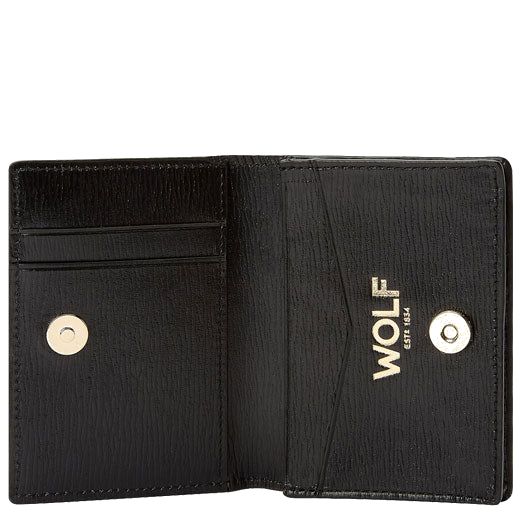 WOLF 1834's Black 'W' 4CC Gusseted Card Case features a press-stud fastening.