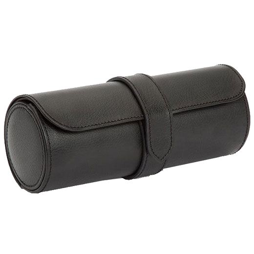 The WOLF 1834 Black/Grey Blake Triple Watch Roll with Capsule features two watch guards.