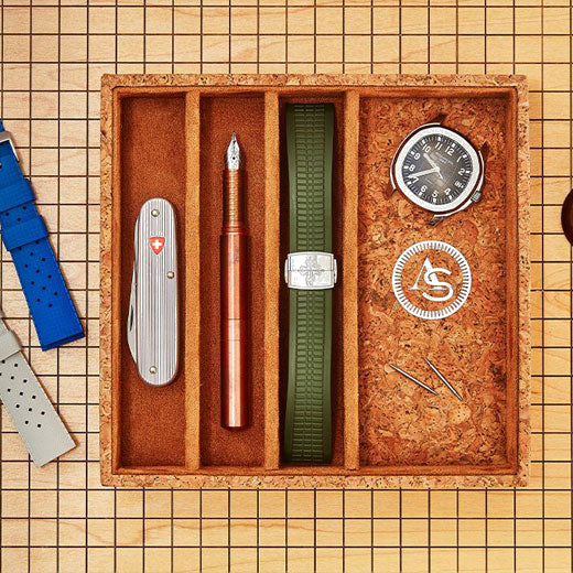 Natural Cork Analog/Shift 1976 Watch Strap Tray designed by WOLF 1834.