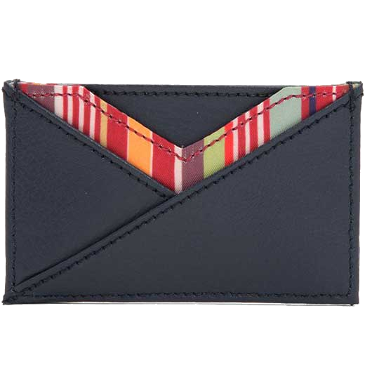 This WOLF Navy Howard 7CC Card Holder can be embossed.