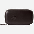 The WM Brown Faux Leather and Tweed 2 Piece Watch Zip Case by WOLF.