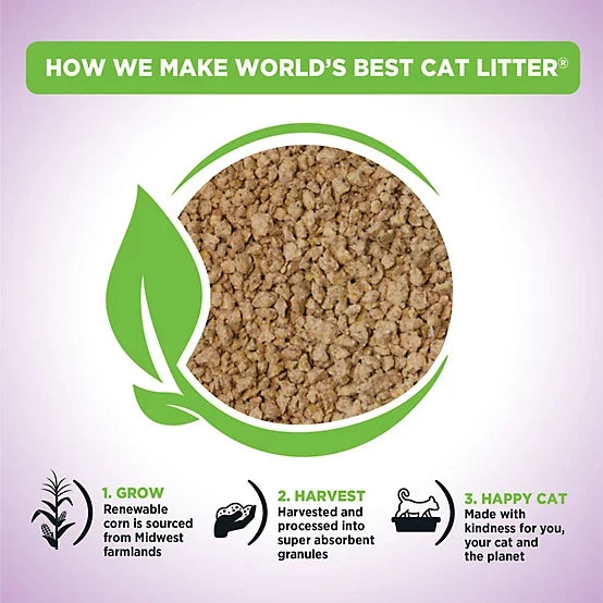 World's Best Cat Litter Lavender Scented Clumping Corn Cat Litter, Multi-Cat, 15lb