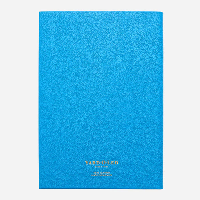 Back view of the Yard-O-Led Sampson A5 Luxury Capri Blue Leather Notebook.