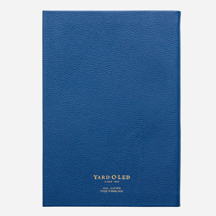 Back view of the Yard-O-Led Sampson A5 Luxury Navy Blue Leather Notebook.
