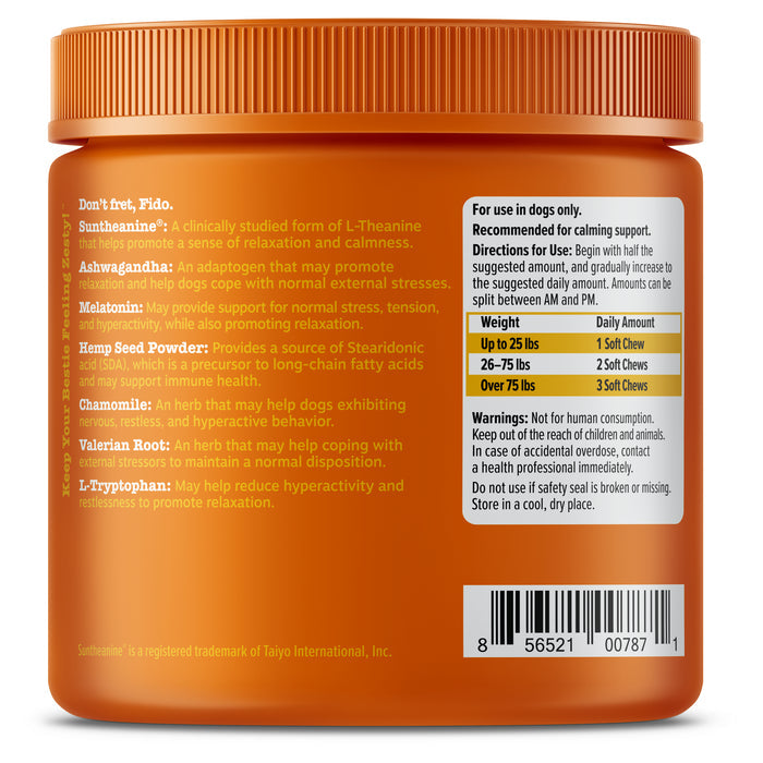 Zesty Paws Advanced Calming Bites w/ Melatonin, Turkey Flavor, 90ct for Dogs