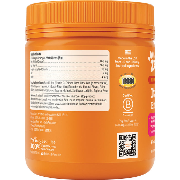 Zesty Paws Itch Relief Bites, Chicken Flavor, 90ct for Dogs
