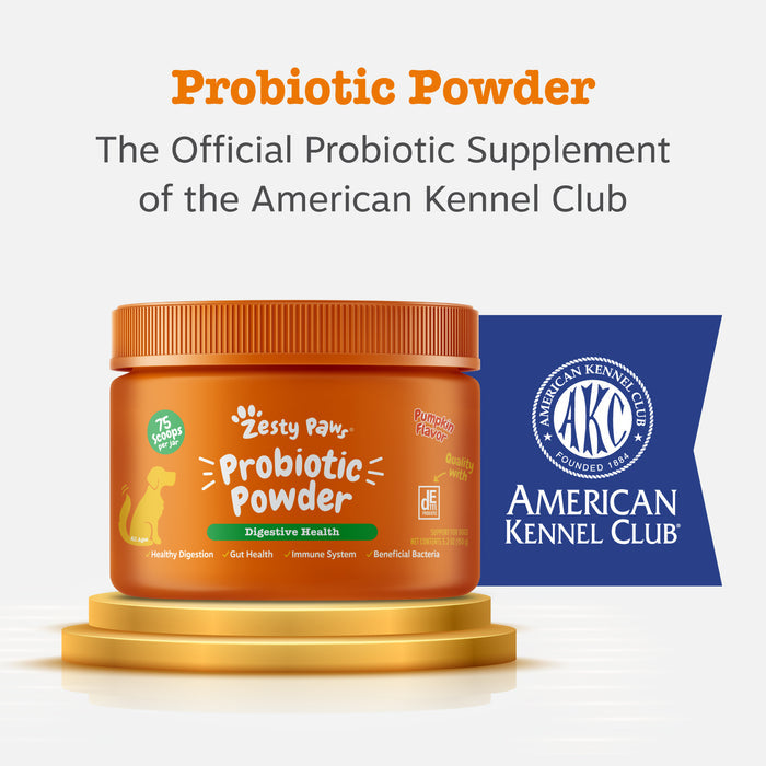 Zesty Paws Probiotic Powder, Pumpkin Flavor, 150g Jar for Dogs