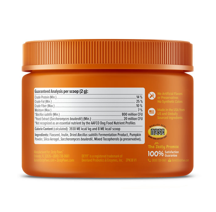 Zesty Paws Probiotic Powder, Pumpkin Flavor, 150g Jar for Dogs