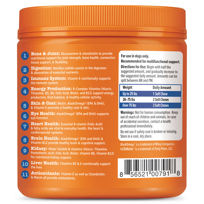 Zesty Paws Senior Advanced 11-in-1 Multivitamin Bites, Chicken Flavor, 90ct for Dogs