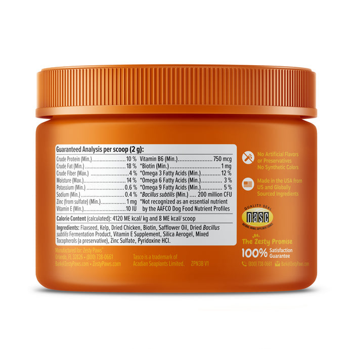 Zesty Paws Skin & Coat Powder, Chicken Flavor, 150g Jar for Dogs