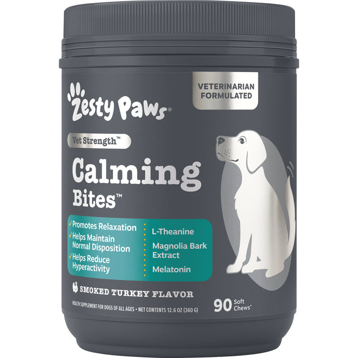 Zesty Paws Vet Strength Calming Bites, Turkey Flavor, 90ct for Dogs