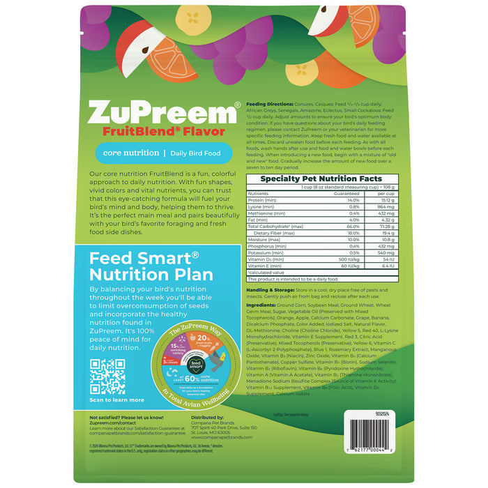Zupreem Fruitblend - Parrots & Conures - 10lb