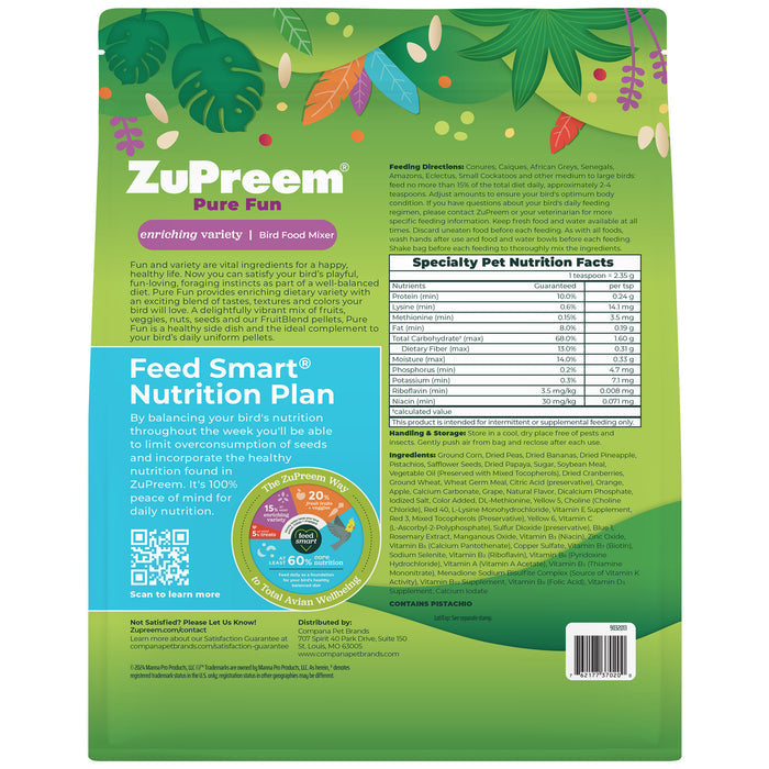 Zupreem Pure Fun - Parrots & Conures - 2 lb