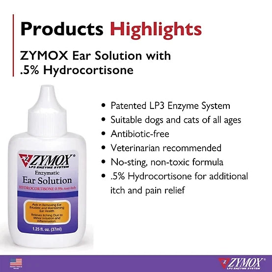 Zymox Ear Cleansing Solution for Dogs and Cats, 1.25 oz.