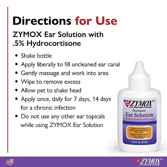Zymox Ear Cleansing Solution for Dogs and Cats, 1.25 oz.